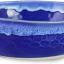 roro Handmade Ceramic Stoneware Glossy Seafoam Stylish Blue Wavetop Bowls, 7 Inch Wide | Set of 2