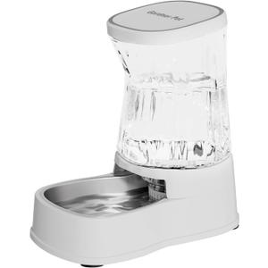 Gardner Pet Automatic Dog Water Dispenser Gravity Stainless Steel Water Waterer Feeder, Large Capacity Water Feeding Bowls for Medium & Large-Sized Dogs Cats Other Pets -(2.1 Gallon) (White)