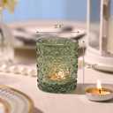 Green Votive Candle Holder, Flower Tea Lights Candles Holders for Wedding Table Decor, Birthday Parties, Vintage Home Decor, Bridal Shower and Holiday Decorations