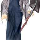 Haunted Hill Farm Lifesize 5.3-Ft Animatronic Talking Grave Digger with Shovel with Touch Activated Lights and Sound, Battery-Operated Indoor or Covered Outdoor Halloween Decoration