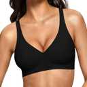 COCOMARTS Jelly Bras for Women No Underwire Seamless Push Up Comfortable Tshirt Everyday Deep V Bra with Support and Lift (Medium, Dark Black)