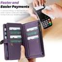 TwoHead Wallet Case Compatible with iPhone 15 Pro,Detachable Magnetic Phone Case,All-Round Protective Leather Phone Case with Card Holder,6.1 in,Deep Purple