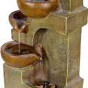 Alpine Corporation WCT726 | 16"H Indoor/Outdoor Tabletop Tiered Pouring Pots Waterfall Fountain  Natural Stone-Look Finish Adds Rustic Charm  Brown