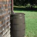 RTS Home Accents 50-Gallon Rain Barrel with Brass Spigot, Flat Back Rain Water Collection Barrel, Walnut Color