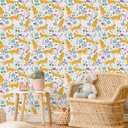 CRE8TIVE Yellow Cat Wallpaper Stick and Peel Kitten Butterfly Floral Peel and Stick Wallpaper for Bedroom 12"x118" Self Adhesive Renter Friendly Animal Cat Contact Paper for Cabinets Kids Room Nursery