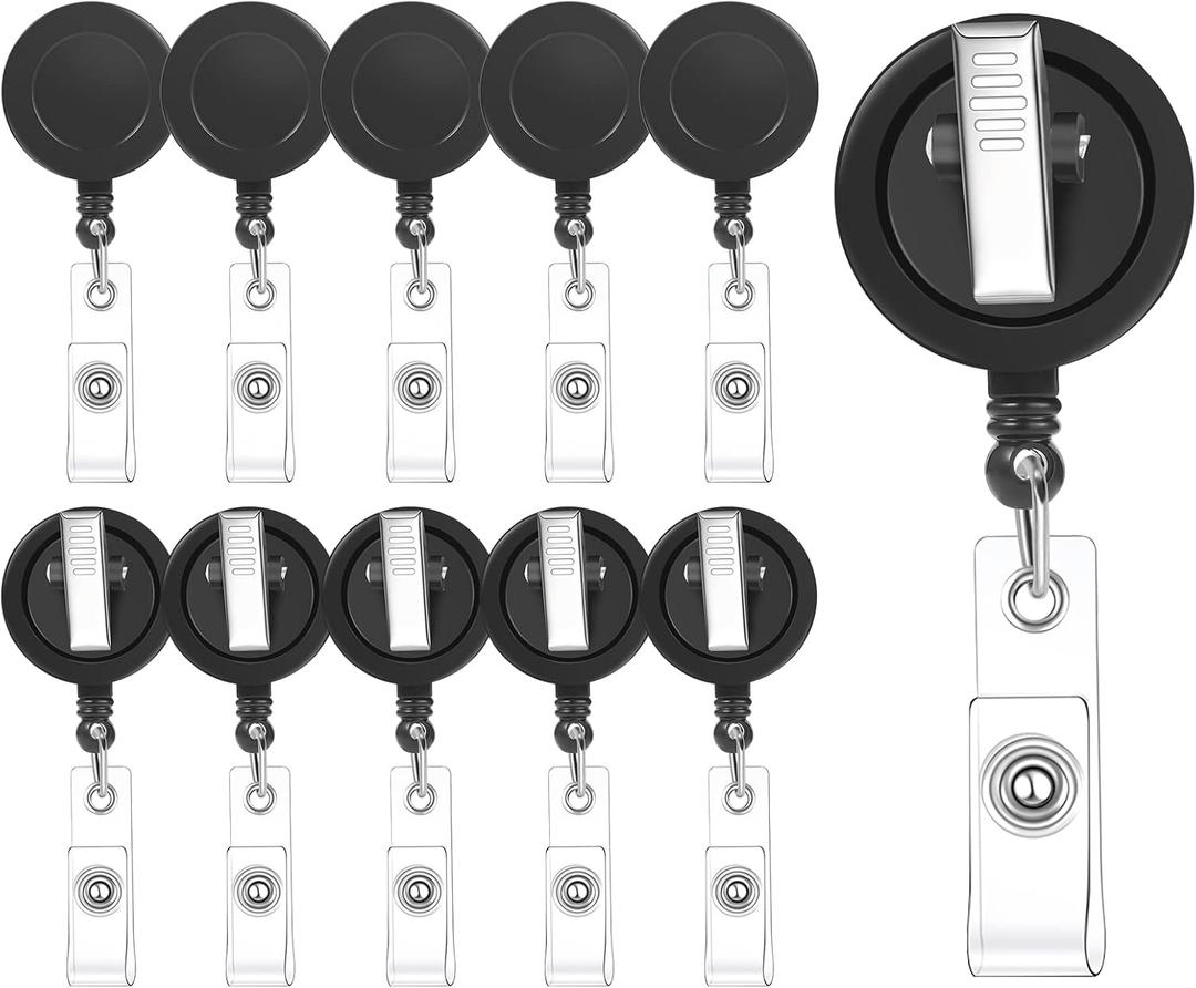 30 Pieces Retractable Badge Reels with Swivel Alligator Clip, Badge Reels Holder Badge Reel Clips for Nurse Teacher Office(Black)