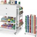 Wrapping Paper Storage & Organizer, Craft Cart with Ribbon & Gift Bag Storage, Wrapping Paper Organizer Holder(2 Wooden Drawers-White)