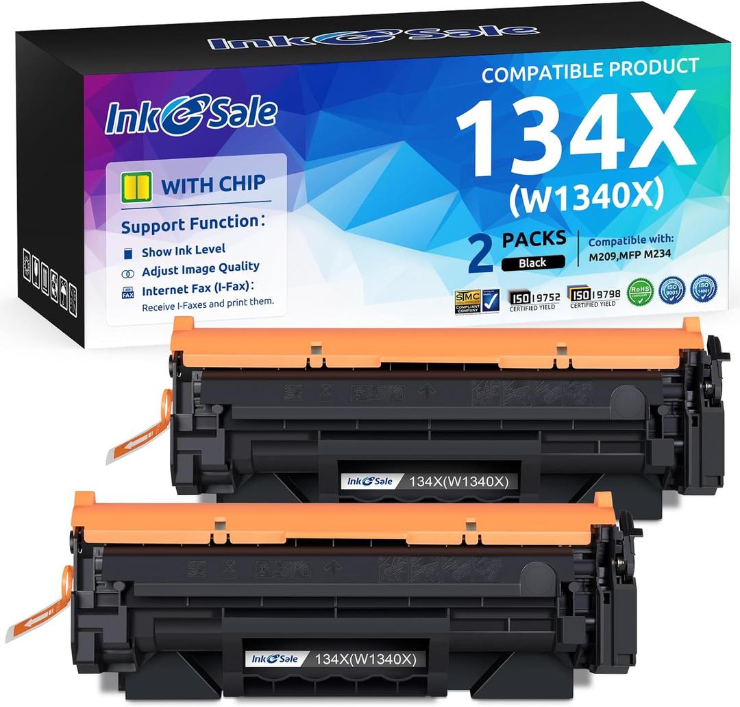INK E-SALE 134X 134A Toner Cartridge Replacement for HP LaserJet 134A 134X Black Toner Cartridge W1340A W1340X for HP LaserJet m209dw m209d MFP m234sdw m234dw Toner, 2-Pack