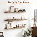 Upsimples Floating Shelves for Wall, 35.5 Inch Shelves for Decor Storage Set of 6, Wall Mounted Wood Shelf for Bedroom, Living Room, Bathroom, Kitchen, Long Picture Ledge Shelves, Brown