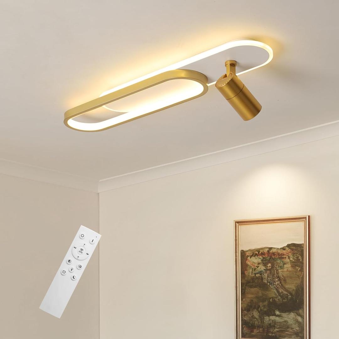 31.4inch Modern LED Ceiling Light 40w Gold Linear Ceiling Light, Gold-31.4inch-1pack