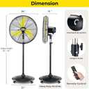 FUGOO High-Velocity Quiet Outdoor Pedestal Fan with Remote, 24"-6000 CFM, Brushless DC Motor, Oscillating, Waterproof, 50% Energy Savings for Patios, Garage, Workshop