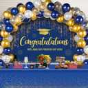 Moukeren 2025 Graduation Decorations Congratulation Party Supplies Congrats Grad Decor Class of 2025 Party Decor Graduation Balloon for Outdoor Indoor Home School Grad Party(Blue, Gold)