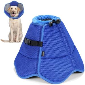 Soft Dog Cone Collar - Adjustable Protective Recovery Cone for Dogs After Surgery,Breathable E-Collar for Medium Dogs to Stop Licking,Comfy Pet Cone for Wound Care,Spay,NeuterS