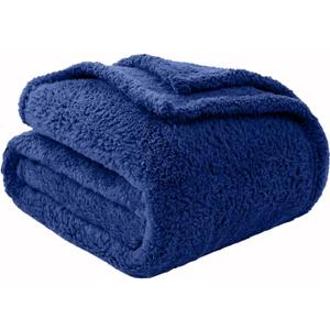 Sherpa Throw Blanket for Couch Soft Warm Thick Blanket Cozy and Warm for All Seasons Throw Blankets for Bed Sofa Throw Size 90"x90", Navy