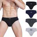 wirarpa Men's 100 Cotton Briefs Underwear No Fly Covered Waistband 4 Pack S