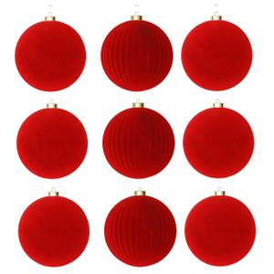 9 pcs Velvet Ornaments for Christmas Tree, 3.36 inch Flocked Christmas Balls Set Assortment for Xmas Tree Holiday Decor