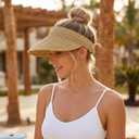 Straw Sun Visors Hats for Women UV Protection, Summer Packable Beach Hat, Wide Brim Foldable Hats for Travel