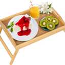 Bed Tray Table Folding Legs with Handles Breakfast Food Tray for Sofa,Bed,Eating,Drawing,Platters Serving Lap Desk Snack Tray (Bamboo Medium)