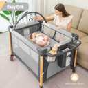 Baby Bassinet 5 in 1 Pack and Play,Baby Crib Adjustable Beside Sleeper One-Second &One-Hand Setup,Portable Playard Foldable Playpen for Newborn,Babies and Toddlers with Changing Table,Mattress (Grey)