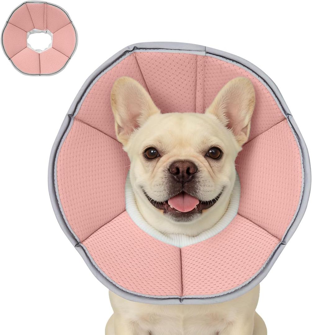 MAXFUT Dog Cone Collar,Soft Cone for Dogs to Stop Licking After Surgery,Non Inflatable Dog Donut Cone (Pink, M) 