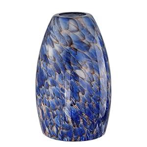 Hand Blown Art Glass Lamp Shade for Lighting Fixture Replacement Oval Glass Shade Height 7.48inch, Fitter 1.65inch, Max Diameter 4.7inch for ceiling pendant lights for kitchen (Blue)