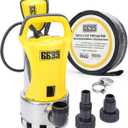 1.5HP Sump Pump Submersible Water Pump with 25FT x 1-1/2” Backwash Hose Up to 6500GPH Stainless Steel Utility Pump Drain Water from Pool Basement Sump Pit Garden Pond Hot Tub SUB 6500SS KIT