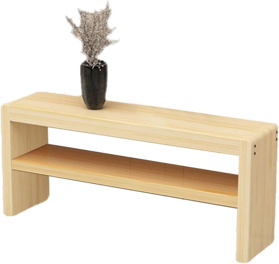 Double Layer Vintage Noodle Bench Entryway Solid Wood Shoe Bench Seat Long Kitchen Dining Table Bench with Rounded Corner End of Bed Bench with Armless Design(120x20x40cm)