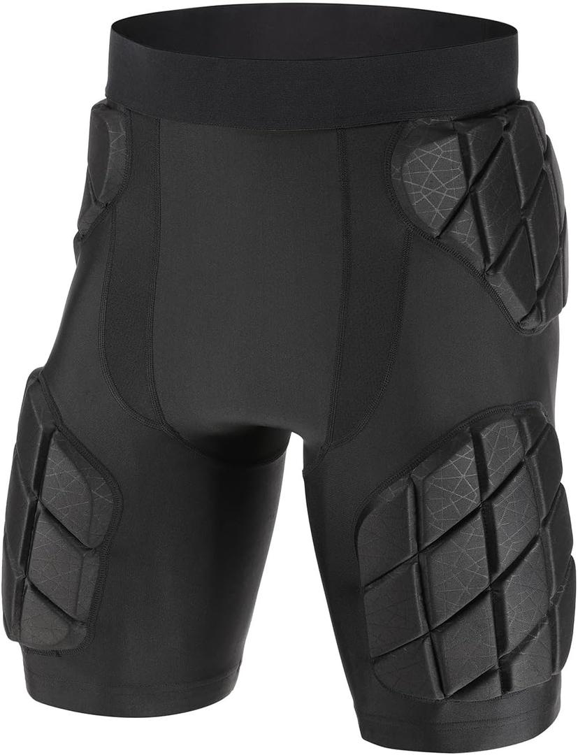 Football Girdle for Men 5 pad Girdle Football Men Hip Thigh Pads Shorts for Football Rugby Lacrosse (Black, XL)