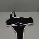 YIMISAN Women's Ribbed Bikini Sets One Shoulder Top with Mid Waist Two Piece Bathing Suit (Medium, Black&white)