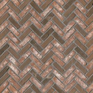 MSI Noble Red 12.5 in. x 25.5 in. Clay Brick Herringbone Floor Tile, Brick Wall Tile For Bathroom, Kitchen Backsplash, Accent Wall Tile, And Shower Wall Tile