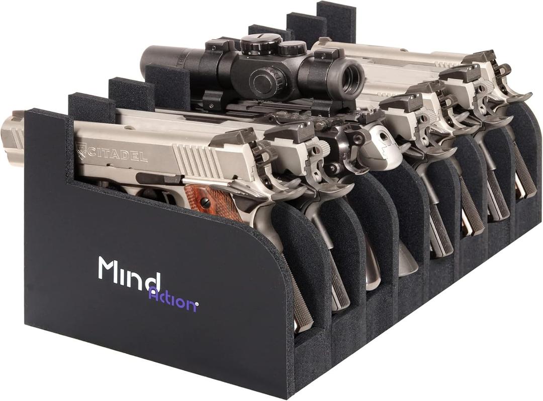 MIND&ACTION Foam Pistol Rack for Gun Safe, Gun Cabinet Accessories, Pistols Holder Storage Organizer, Revolver Firearm Handgun Rack Stand Display