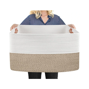 MEGASKET Extra Large Blanket Basket, 22" x 17" x 12" Rectangle Blanket Storage for Living Room, Soft Kids Dog Toy Basket Bin, Cotton Rope Baskets for Storage, Woven Throw Pillow Organizer Holder