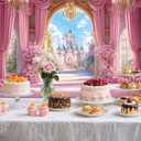 20X10ft Princess Castle Backdrop Pink Fairy Tale Wonderland Floral Arch Girls Birthday Party Wedding Baby Shower Banner Studio Photo Booth Kids Photoshoot Wall Decor Banner