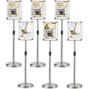 Sign Holder, 8.5x11 Sign Stand for Display 6-Pack Silver