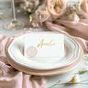 UNIQOOO 24Sets Magnolia Wax Seal Place Card Holders, Champagne Name Card Holders for Wedding Engagement Decor, Tea Party Table Setting, Name Tag, Party Food Labels (24Pcs)