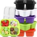 Honeydak 5 Pack Snack Containers 4 Compartment Bento Snack Boxes Reusable Lunchable Containers with Lids Divided Meal Prep Lunch Food Storage Box for School Work Travel(Halloween,Equal)