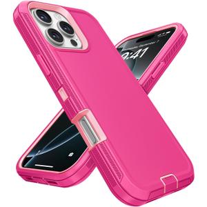 Jelanry Case for iPhone 16 Pro 5G 6.3-inches, Heavy Duty Rugged & Dual-Layer Protection Shockproof Dropproof with Port Anti dust Scratch Matte Armor Back Cover Cases for Apple iPhone 16 Pro 2024, Pink