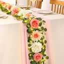 Yastouay 2 Pcs Flower Garland with Lights, 12 Ft Pink Rose Floral Garland Fake Flowers for Wedding Arch Party Tables Backdrop Decor