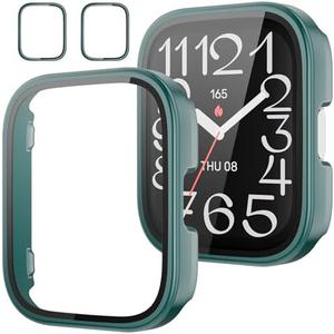 Rc-Z 2-Pack Screen Protector Case for Amazfit Bip 5 Unity Smartwatch, Hard PC Bumper Full Face Cover Protective Case Accessories for Amazfit Bip 5 Unity Men Women (Green+Green), 3 Pack