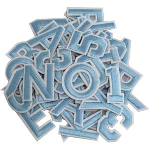 GYGYL 72 Pieces Iron on Letters and Numbers Patches, Light Blue Letter Patches Alphabet Embroidered Patch A-Z, Numbers 0-9 Applique for Clothes, Dress, Hat, Socks, Jeans, DIY Accessories