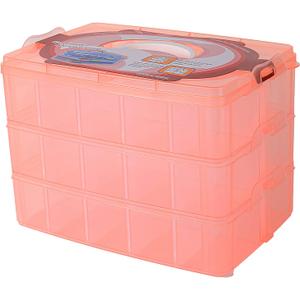 Sooyee Craft Storage Organizer,Sewing Box,3-Tier Plastic Organizer Box with Dividers, Storage Containers for Organizing Art Supplies, Fuse Beads,Washi Tape, Jewelry,Tool,Toy,Orange
