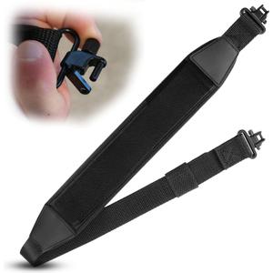 Two Point Gun Sling with Swivels Hooks, Rifle Sling Padded Shoulder Strap Adjustable Length and 2 Points Secured Swivel for Outdoors (Swivel Hook)