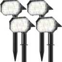 Brightown 4Pack Solar Spot Lights Outdoor with 58 LED & 1800mAh, IP67 Solar Lights Outdoor Waterproof with 3 Light Modes, 2-in-1 Dual Use Outdoor Solar Lights for Yard, Garden and Pathway (Cool White)