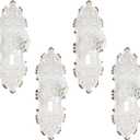 SOFFEE DESIGN 4pcs Vintage Cabinet Pull Drawer Handle, Distressed Closet Handle with Clear Resin Knob, Antique with Mounting Screws for Cupboard, Kitchen Furniture - White