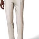 PJ PAUL JONES Mens Linen Dress Pants Casual Slim Fit Expandable Wasit Pleated Front Trousers (Medium, Light Khaki)