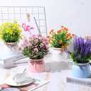 Cindeer 8 Pcs Large Artificial Potted Flowers Fake Potted Plants Plastic Faux Flowers for Home Decor Indoor Artificial Plants in Pots for Wedding Home Desk Tabletop Outdoor Office Kitchen (Romantic)