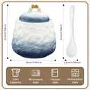 Ceramic Sugar Bowl with Lid and Spoon,12oz Sugar Bowl with Gradient Texture, Sugar Container with Lid and Spoon Sugar Jar for Coffee Station Accessories,Dishwasher & Microwave Safe,Blue