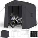 6x8 ft Outdoor Storage Shelter Shed with Roll-Up Zipper Doors & Mesh Windows, Portable Waterproof Storage Tent for Motorcycle, Bike, Firewood, Lawn Mowers, Garden Tools (Black)