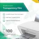 Optiazure Transparency Film, Overhead Projector Film for Laser Jet Printer and Copier, Letter Size 100Pack Sheets, Office and School Supplies