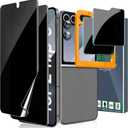 Ferilinso Privacy Screen Protector for Samsung Galaxy Z Flip 6 / Z Flip 7 FE [Phone Case Friendly], Inside Anti-Spy Film With 2 Pack Back Tempered Glass + Camera Lens Protector Accessories